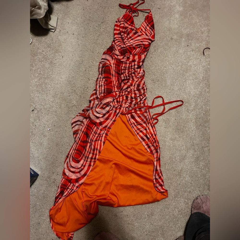 Orange Slit Maxi